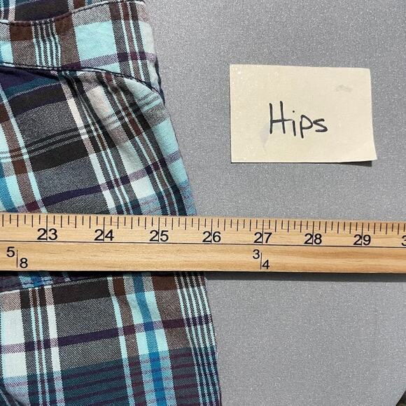 JMS Just My Size Women Plus 22W Teal Blue Plaid Shorts Y2K Preppy Casual Country - Picture 8 of 10